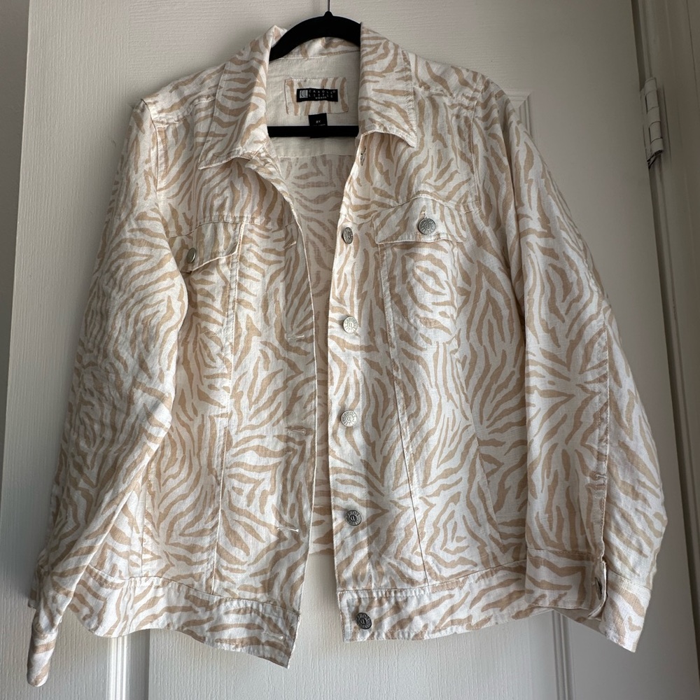 Carole Little Linen leopard jacket size 2X woman women